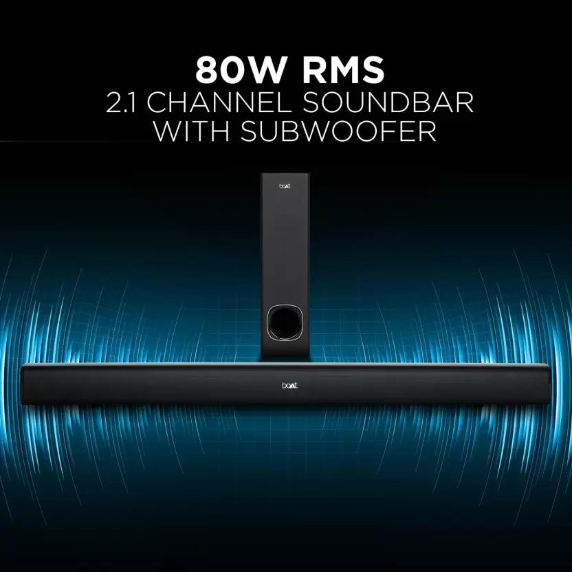 (Open Box) boAt Aavante Bar 1200 80 W Bluetooth Soundbar  (Premium Black, 2.1 Channel)
