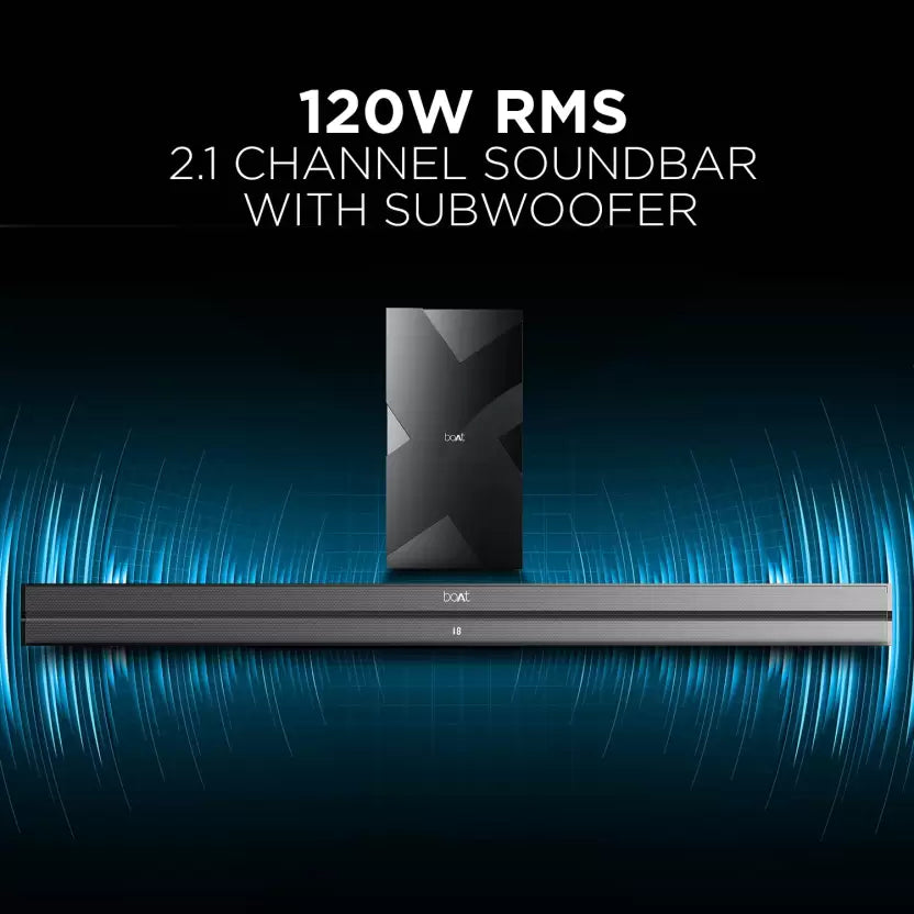 (Open Box) boAt Aavante Bar 1550 120 W Bluetooth Soundbar  (Premium Black, 2.1 Channel)