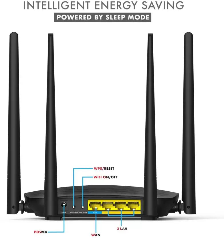 (Open Box) TENDA AC5 AC1200 1200 Mbps Wireless Router (Black, Dual Band)