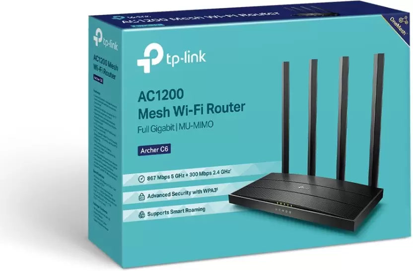 (Open Box) TP-Link Archer C6 MU-MIMO Gigabit 1200 Mbps Wireless Router  (Black, Dual Band)