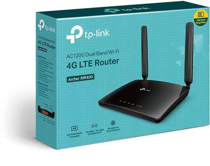 (Open Box) TP-Link Archer MR400 1200 Mbps 4G Router  (Black, Dual Band)