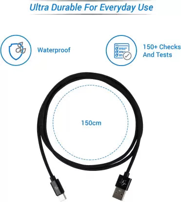 (Open Box) Flipkart SmartBuy ACRBB1M01 1 m Braided Type C Cable (Compatible with Mobile, Tablet, Black, Sync and Charge Cable)  (Compatible with Mobile for Type-C Support, Black, One Cable)