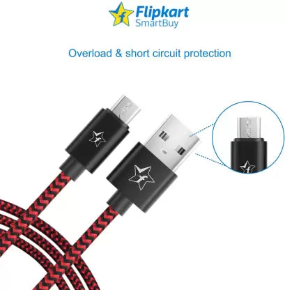 (Open Box) Flipkart SmartBuy Micro USB Cable 2.4 A 1 m AMRBR1M04  (Compatible with Mobile, Tablet, Black, Red)