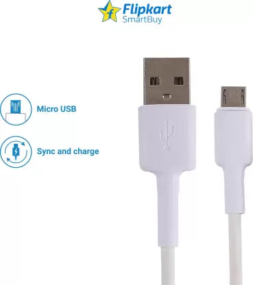 (Open Box) Flipkart SmartBuy Robust Round Charge & Sync USB Cable (1 m)  (Compatible with Mobiles, Power Banks, Tablets, White, One Cable)