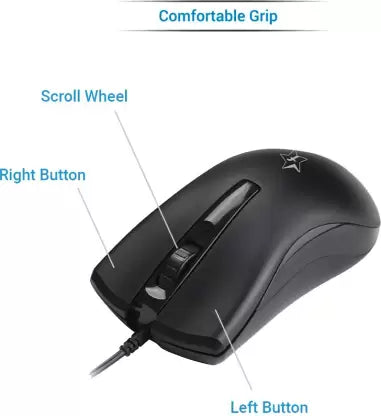 (Open Box) SmartBuy M3001 Wired Mouse USB 2.0 USB 3.0, Black