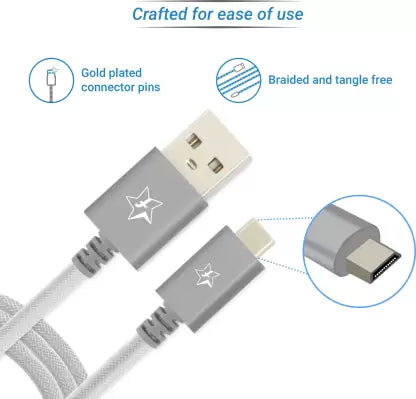 (Open Box) Flipkart SmartBuy Braided Charge & Sync USB Cable (1.5 m)  (Compatible with All Phones With Micro USB Port, Grey, One Cable)