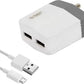 (Open Box) Flipkart SmartBuy Dual Port 12W 2.4A Fast Charger with Charge & Sync USB Cable  (White, Grey, Cable Included)