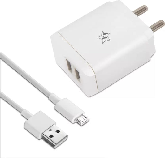 (Open Box) Flipkart SmartBuy Dual Port 3.1A Fast Charger with Charge & Sync USB Cable  (White, Cable Included)