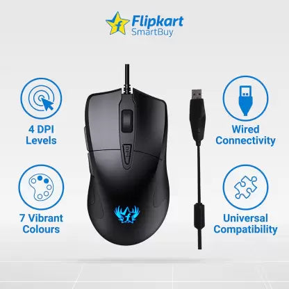 (Open Box) Flipkart SmartBuy G63 Wired Optical Gaming Mouse  (USB 2.0, Black)