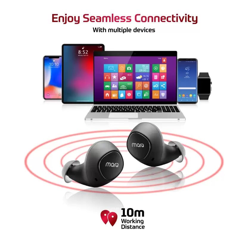 Open Box MarQ By Flipkart True Wireless Bluetooth Headset Black FABGIZMOZ