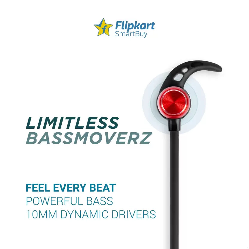 (Open Box) Flipkart SmartBuy BassMoverz Bluetooth Headset  (Black, Red, In the Ear)