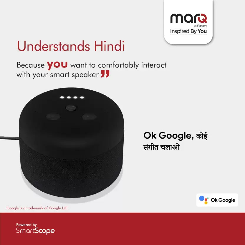 (Open Box) MarQ By Flipkart Smart Home Speaker with Google Assistant, Black
