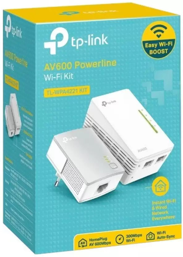 (Open Box) TP-Link TL-WPA4221KIT Lan Adapter 300Mbps AV600 Wi-Fi Powerline Extender Starter Kit  (300 Mbps)